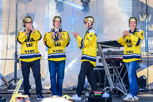 Players of the Swedish national u20 ice hockey team are