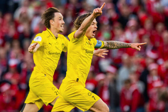 Patrick Berg of Bodø/Glimt celebrates after winning the
