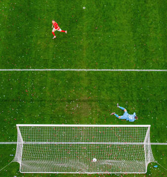 Joachim Soltvedt of Brann scores the 3-3 goal from the