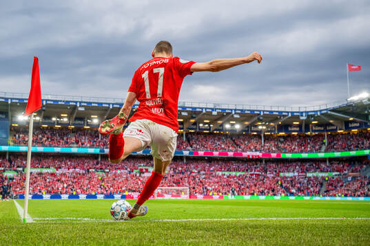 Joachim Soltvedt of Brann takes a corner kick