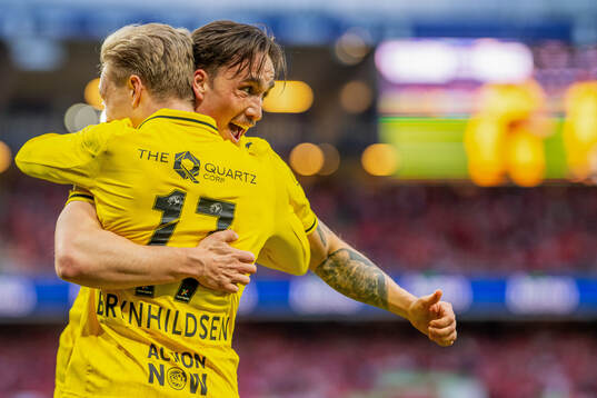 Andreas Helmersen of Bodø/Glimt celebrates with teammate