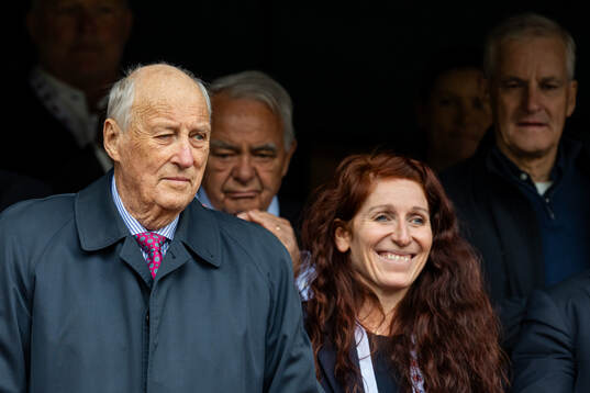 King Harald V of Norway and Lise Klaveness, president of