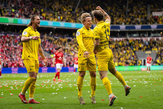 Ole Didrik Blomberg of Bodø/Glimt celebrating 1-0