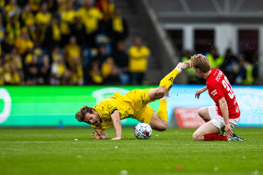 Ole Didrik Blomberg of Bodø/Glimt and Markus Haaland of