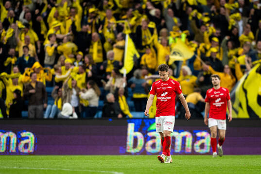 Felix Horn Myhre of Brann looks dejected