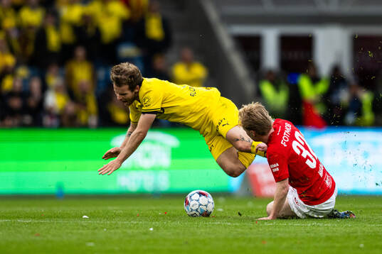 Ole Didrik Blomberg of Bodø/Glimt and Markus Haaland of