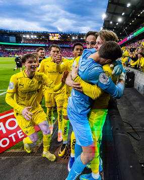 Goalkeeper Nikita Haikin of Bodø/Glimt celebrates