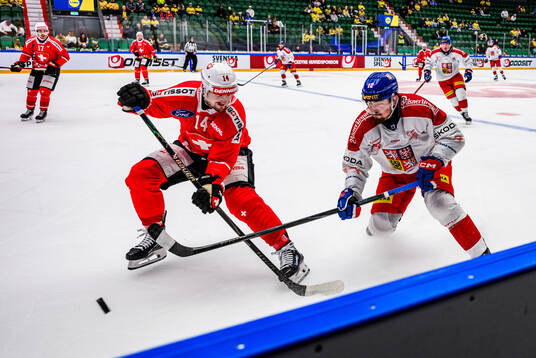 Dean Kukan of Switzerland and Jiri Cernoch of Czech Republic