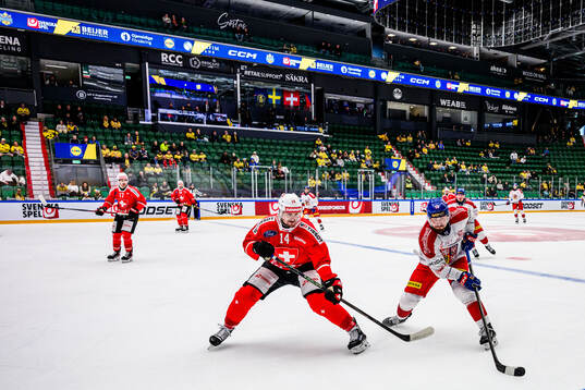 Dean Kukan of Switzerland and Jiri Cernoch of Czech Republic