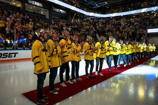 Players of the Swedish national U18 ice hockey team are