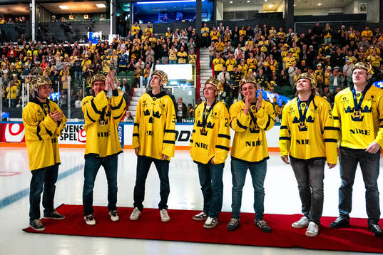 Players of the Swedish national U18 ice hockey team are