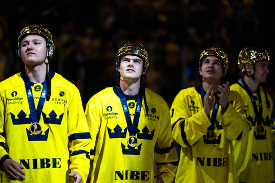 Players of the Swedish national U18 ice hockey team are