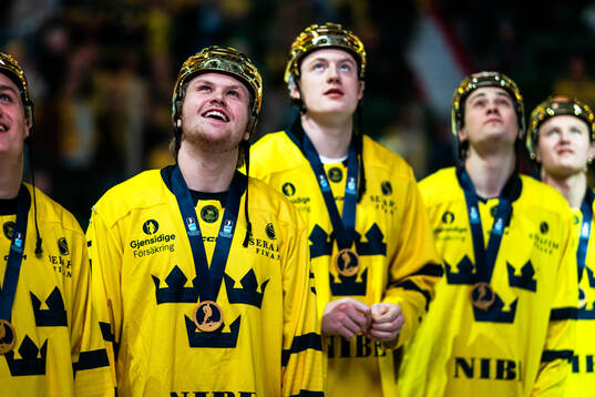 Players of the Swedish national U18 ice hockey team are