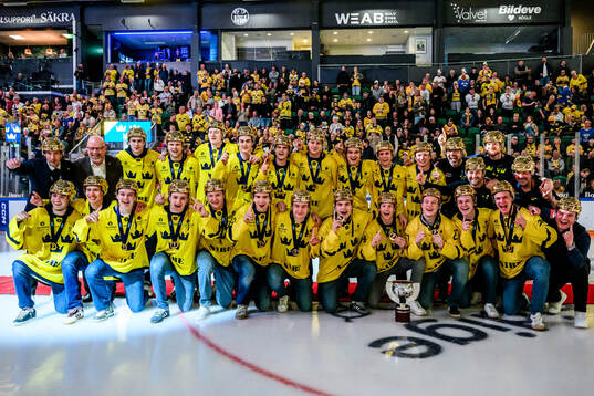 Players of the Swedish national U18 ice hockey team are