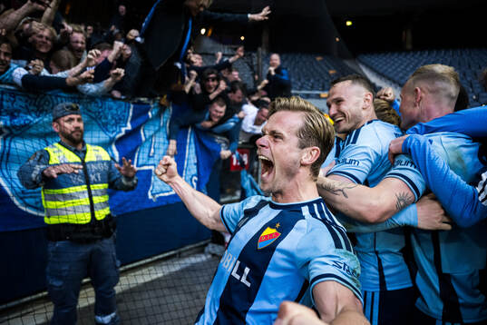 Djurgårdens Hampus Finndell jublar