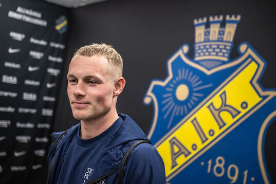 Djurgårdens Kristian Lien i mixade zonen