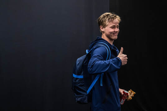 Djurgårdens Bo Hegland i mixade zonen