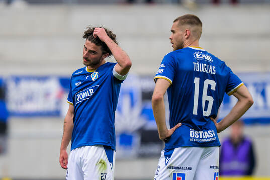 Halmstads Rocco Ascone och Erko Tougjas deppar