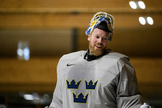 goaltender Magnus Hellberg of Sweden at a practice session