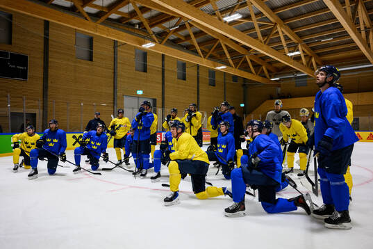 Players of Sweden at a practice session