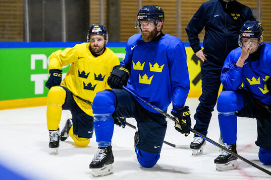 Mattias Ekholm of Sweden at a practice session
