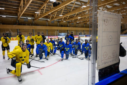Players of Sweden at a practice session