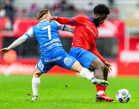 Oddevolds Vincent Sundberg och Helsingborgs Kevin Nyarko