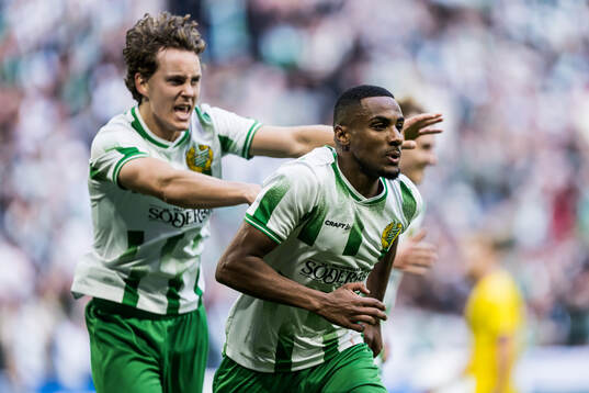 Hammarbys Paulos Abraham och Hampus Skoglund jublar