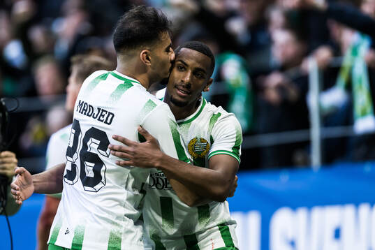 Hammarbys Montader Madjed och Paulos Abraham jublar