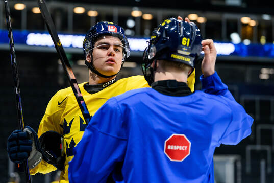 Anton Frondell and Viggo Björck of Sweden at a practice