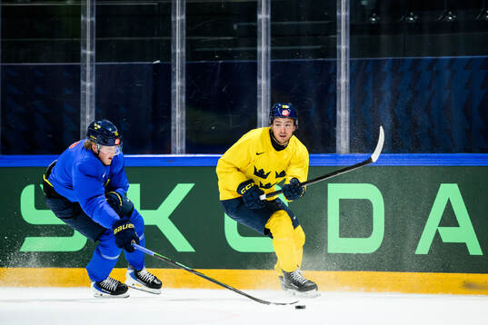Simon Holmström and Erik Brännström of Sweden at a