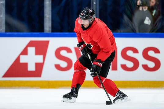 Sidney Crosby of Canada at a practice session