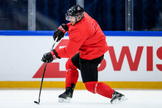 Sidney Crosby of Canada at a practice session