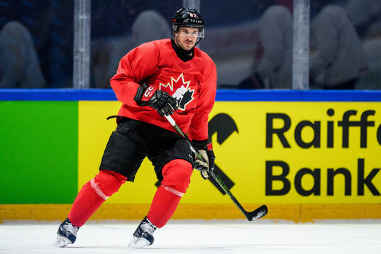 Sidney Crosby of Canada at a practice session