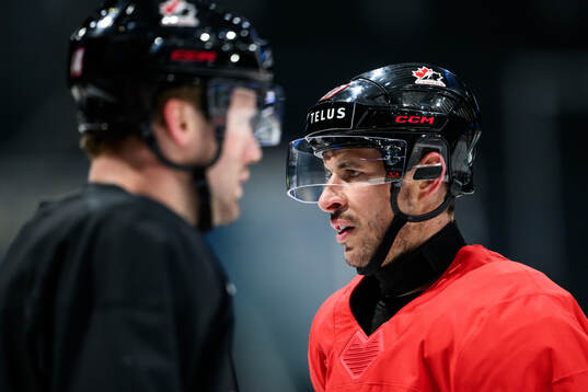 Sidney Crosby of Canada at a practice session