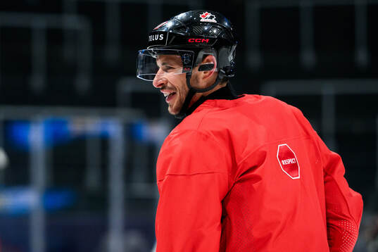 Sidney Crosby of Canada at a practice session