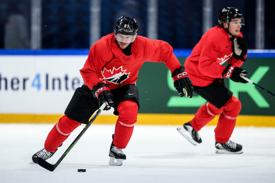 Sidney Crosby of Canada at a practice session