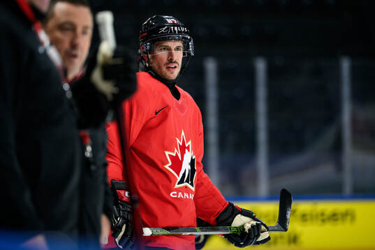 Sidney Crosby of Canada at a practice session