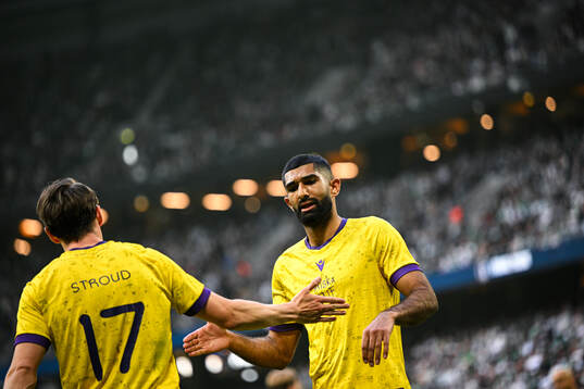 Mjällbys Elliot Stroud och Abdullah Iqbal jublar