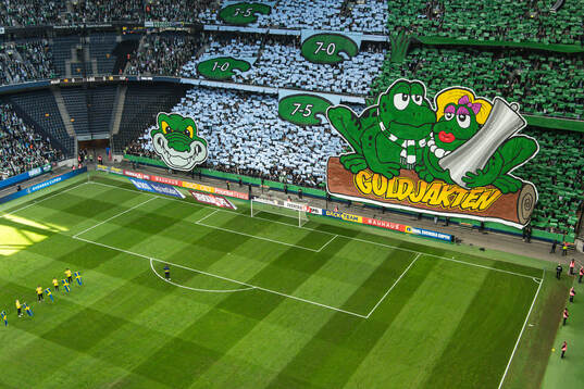 Hammarbys supportrar med ett tifo