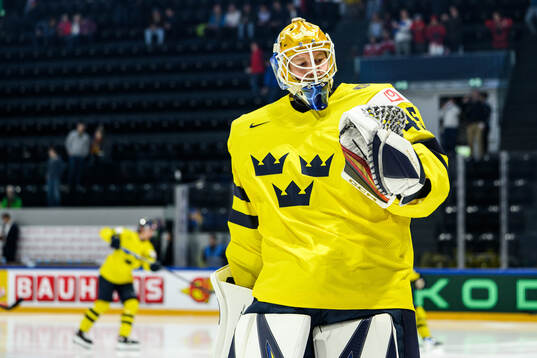 Goaltender Magnus Hellberg of Sweden