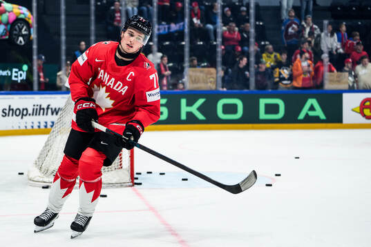 Macklin Celebrini of Canada