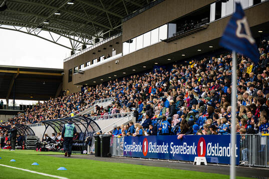 Spectators in the stands at Nye Nadderud Stadion