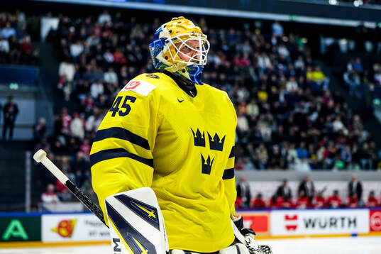 Goaltender Magnus Hellberg of Sweden