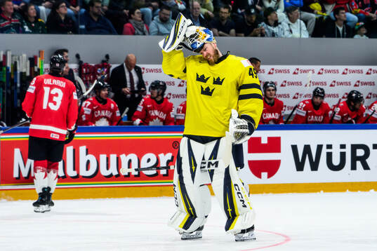 Goaltender Magnus Hellberg of Sweden