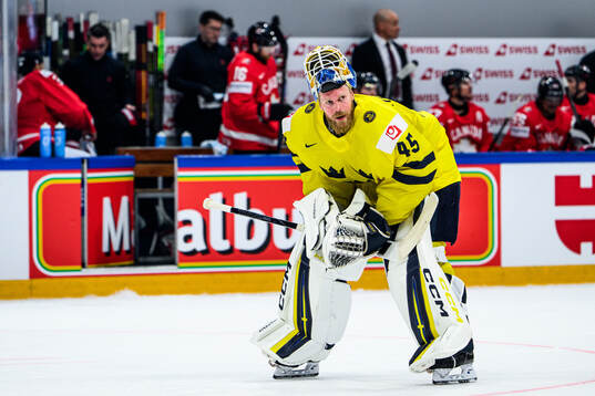 Goaltender Magnus Hellberg of Sweden