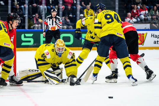 Goaltender Magnus Hellberg of Sweden