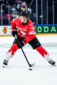 Macklin Celebrini of Canada