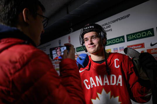 Macklin Celebrini of Canada