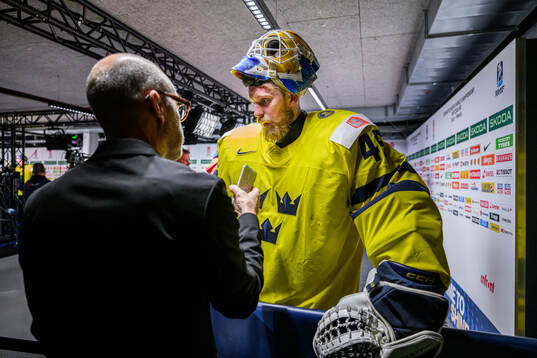 Goaltender Magnus Hellberg of Sweden